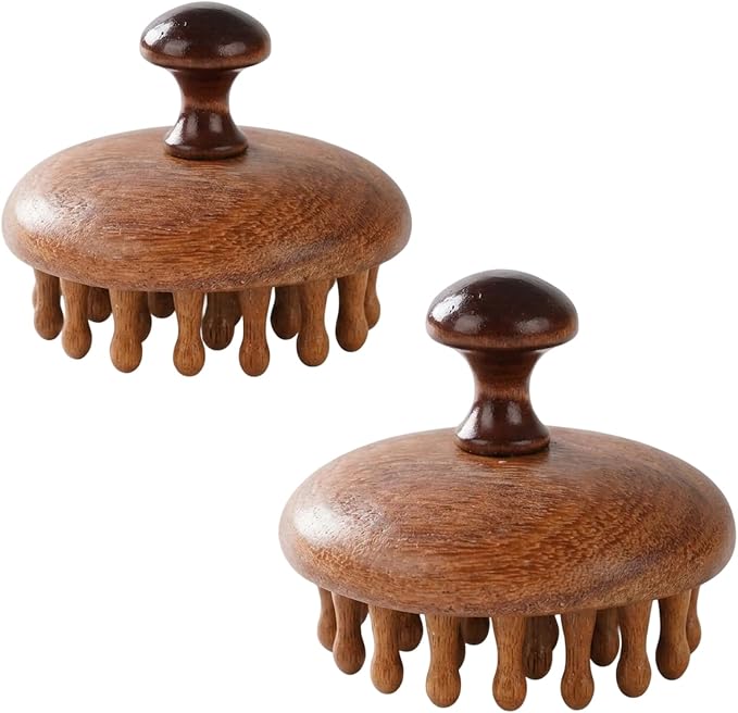 2 Pack Bamboo Brush for Hair Growth, Wooden Scalp Massager for Daily Stress by Unknown