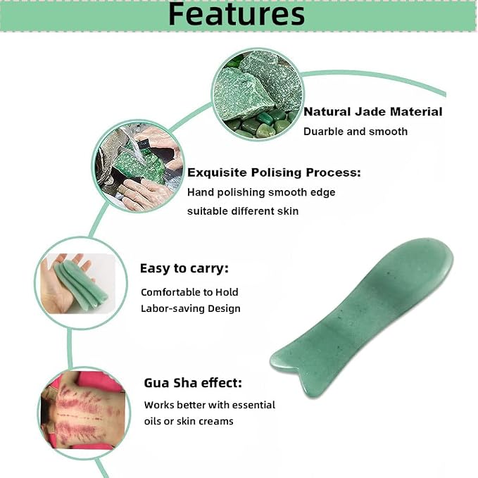 Facial Gua Sha Tool for Chin Massage Tool Natural Jade Stone Gua Sha Board for - Image 2