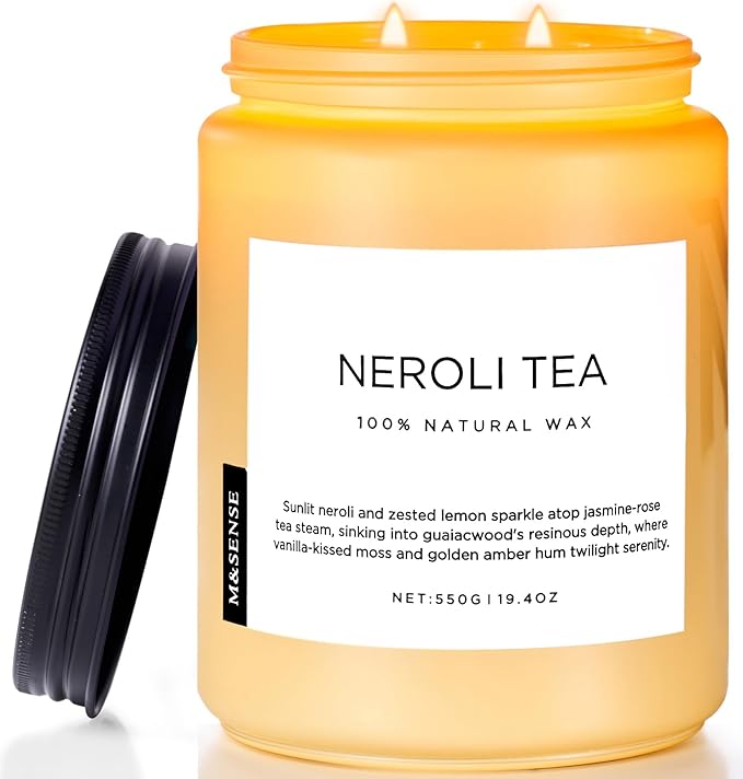 M&SENSE Neroli Tea Scented Candle, 19.4oz 110 Hours Long Lasting Burn 2 Wick by MSENSE