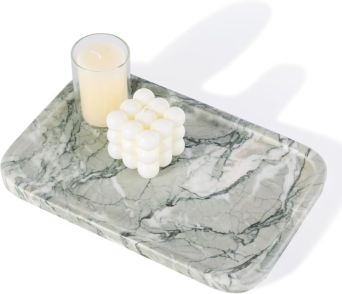 Karibiber Vanity Tray, Marble Bathroom Tray Countertop, Decorative Dresser by Karibiber