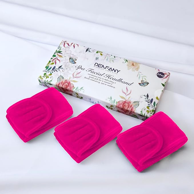 Denfany 3 Pack Makeup Headband, Ultra Soft Adjustable Spa Facial Headbands - Image 5