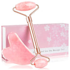 Jade Roller & GuaSha Set-Facial Beauty Roller Skin Care Tools, Rose Quartz by ZSZESHIN