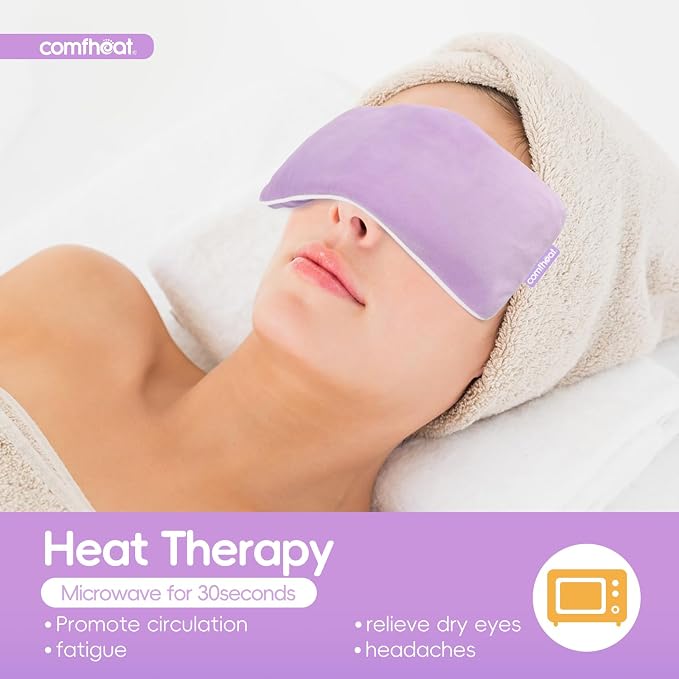 Lavender Weighted Eye Pillow for Yoga, Microwavable Moist Heat Eye Compress Mask - Image 4