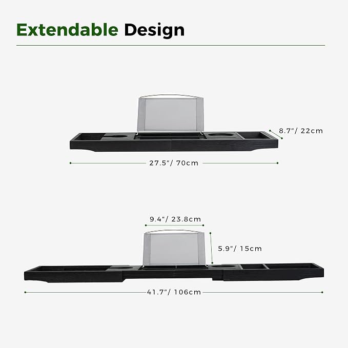 Utoplike Bamboo Bathtub Tray Caddy, Adjustable Bathroom Organizer - Image 5