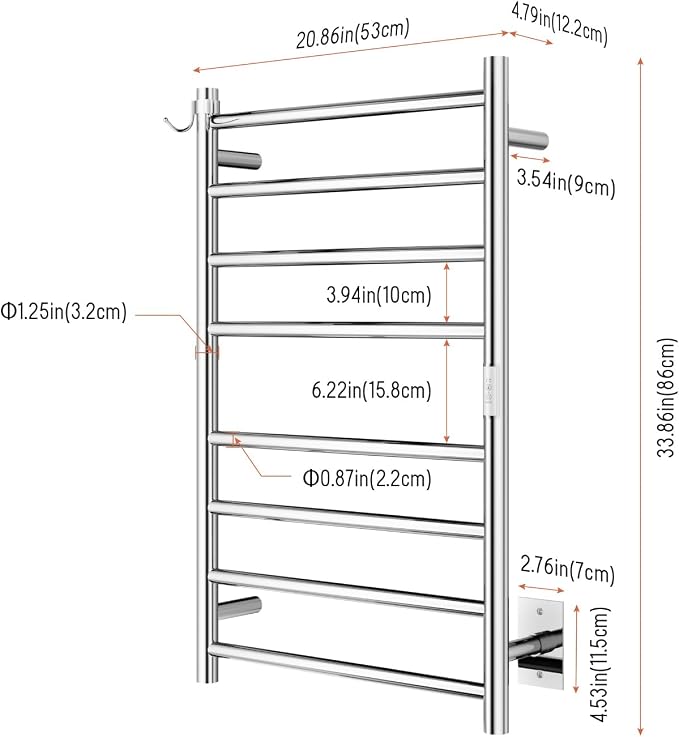 Wall Mounted Towel Warmer 8 Bars - Image 6