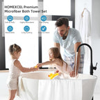 HOMEXCEL Bath Towel Set Pack of 4, 30 x 60 Inches Large Microfiber Bath Towels - Image 3