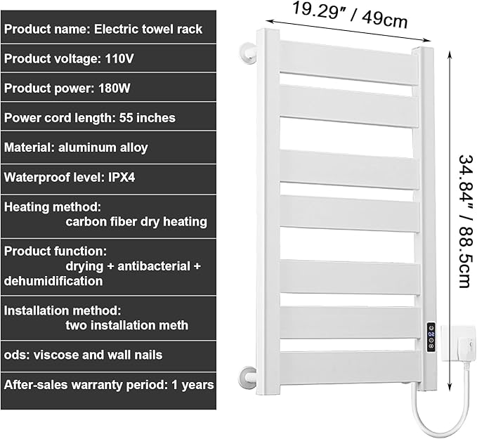 Towel Warmer Rack, Heated Towel Rack - Image 7
