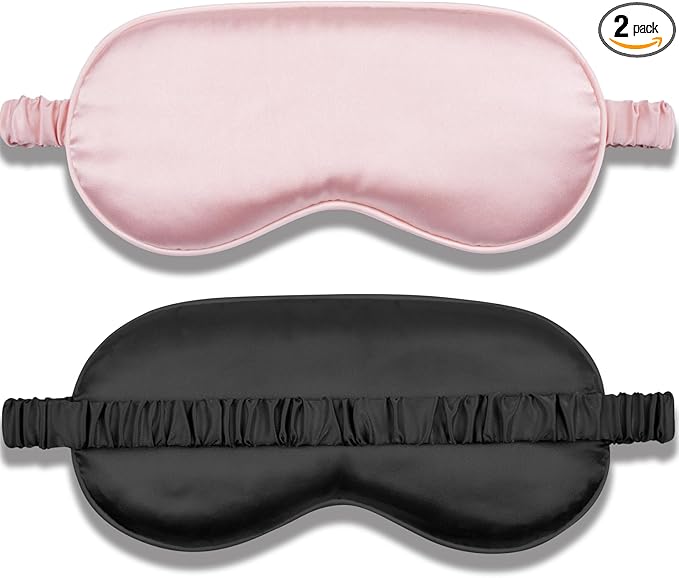 Amrules Sleep Mask Set of 2, Adjustable Silk Eye Mask by Amrules
