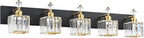 PRESDE Crystal 5 Light Bathroom Vanity Lights Modern Black and Gold Bathroom by HOME
