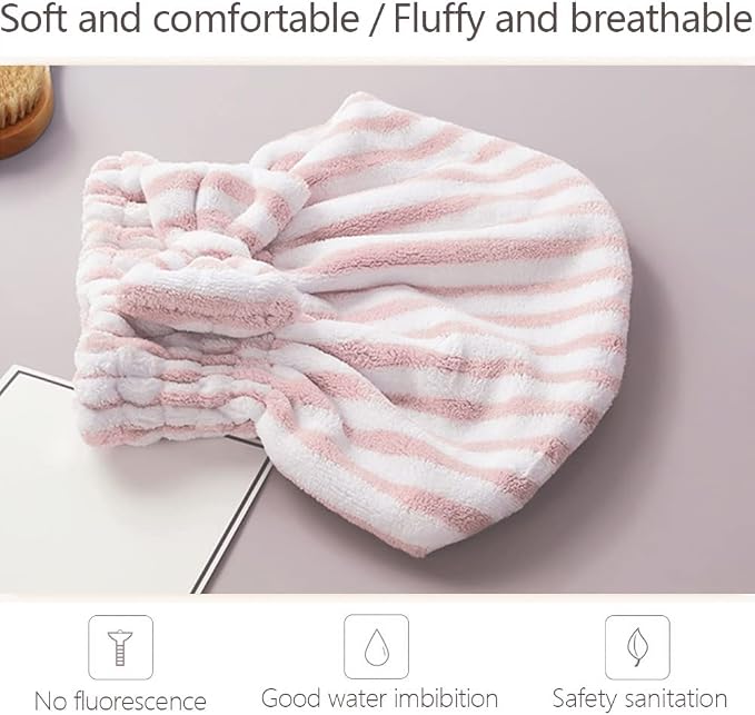 Microfiber Hair Towel Cap, Soft Absorbent Quick Drying Cap - Image 4