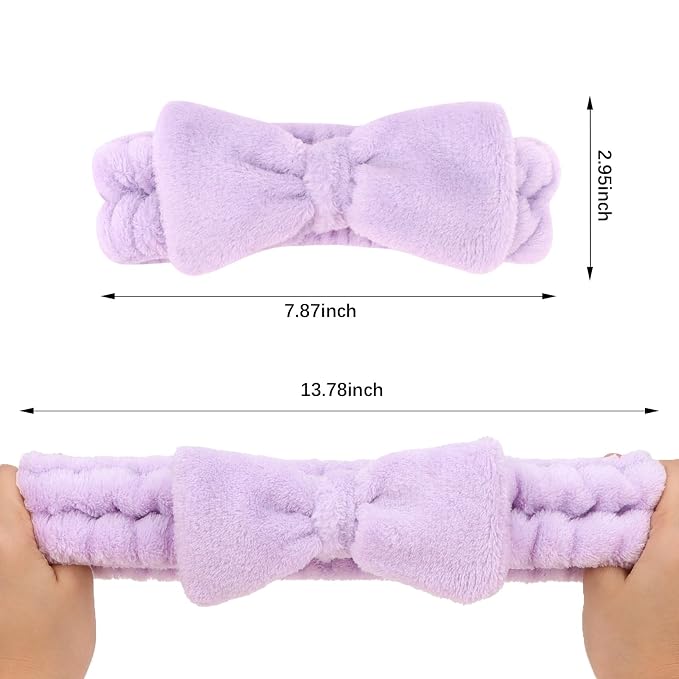 CIEHER 8 Pack White & Purple Spa Headband - Image 3