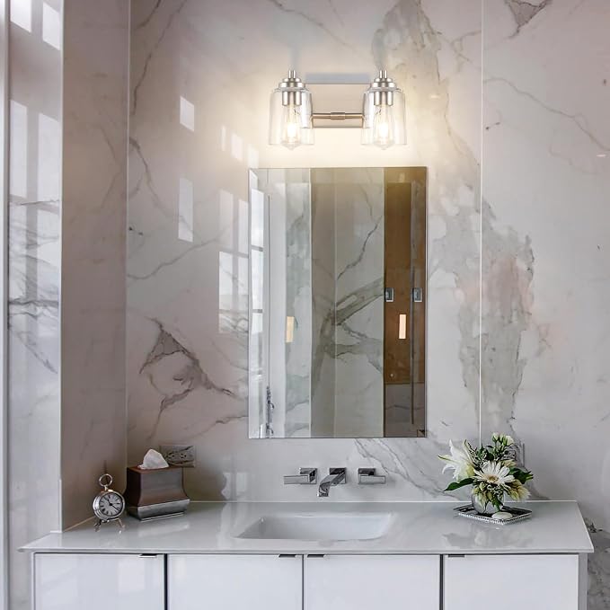 SOLFART Brushed Nickel Vanity Light 2 Light Bathroom Vanity Light Bathroom - Image 7