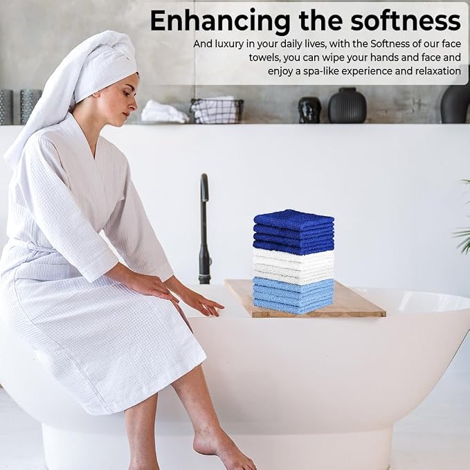 QUBA LINEN 100% Cotton Washcloth Set – Soft, Absorbent Face Towels - Image 5