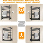 9-Bar Towel Warmer, Wall-Mounted Electric Heated Rack - Image 3