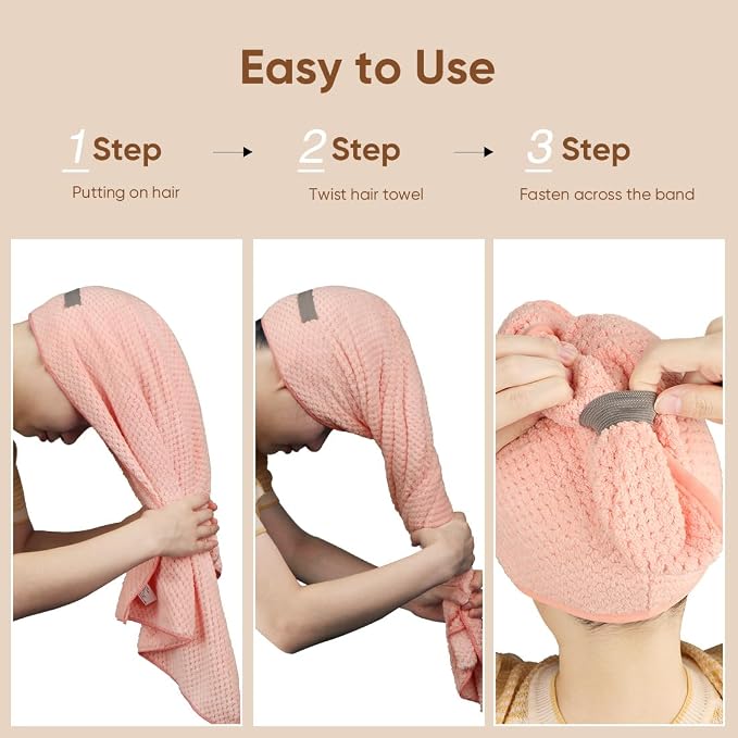 HOMEXCEL 5 Pack Microfiber Hair Towels - Image 6