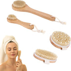 Dry Brush Set-4 Packs Natural Boar Bristle Dry Brushing Body Brush Exfoliating by Unknown