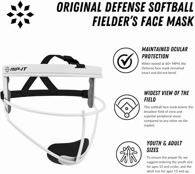 RIP-IT Original Defense Softball Face Mask, Lightweight, Protective Fielder's - Image 6