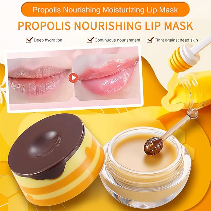 Strawberry & Honey Lip Balm, Vitamin E Lip Masks & Moisturizing Propolis - Image 2
