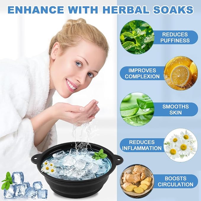 Face Bowl for Ice with Built-In Ice Tray, Collapsible Silicone Facial Ices Bath - Image 5