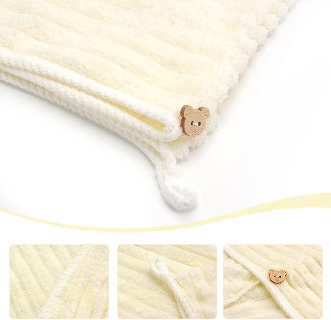 Microfiber Hair Towel Wrap for Women, Soft Lightweight Quick Dry Turban - Image 3