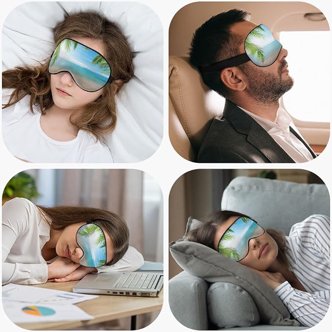 Tropical Beach Sleep Mask Eye Mask Palm Sand Sea Blue Sky Summer Sleep Mask - Image 5