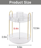 Asayuee 360 Rotating Makeup Organizer, 2 Tier Large Capacity Make Up Organizers - Image 4