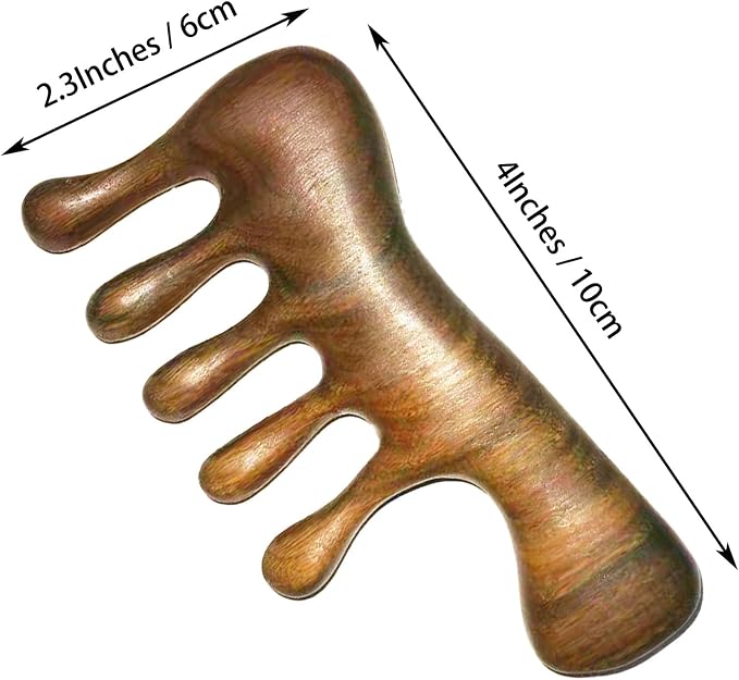 OULIGET Wood Gua Sha Massage Tools Set, Scraping Scalp Massage Comb, Natural - Image 2