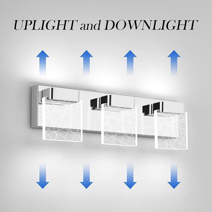 Aipsun Modern Bathroom Vanity Light 3 Light Stainless Steel Chrome Vanity - Image 2