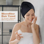 GLIMGLINT 2 Pack Black Microfiber Hair Towel Wrap - Image 7