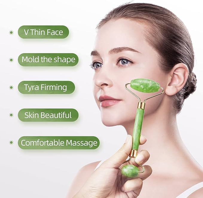 AECW 3-in-1 Natural Jade Roller and Gua Sha Set - Image 3