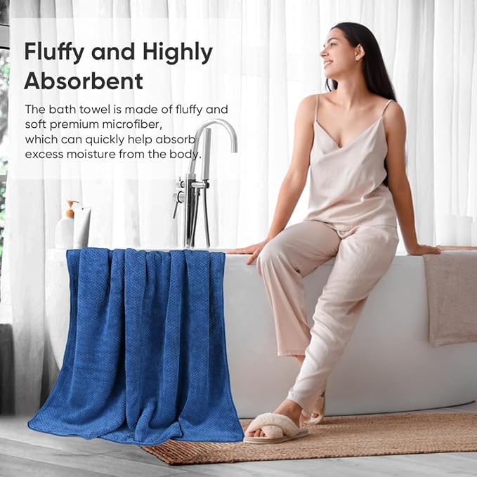HOMEXCEL Bath Towel Set Pack of 4, 30 x 60 Inches Large Microfiber Bath Towels - Image 4