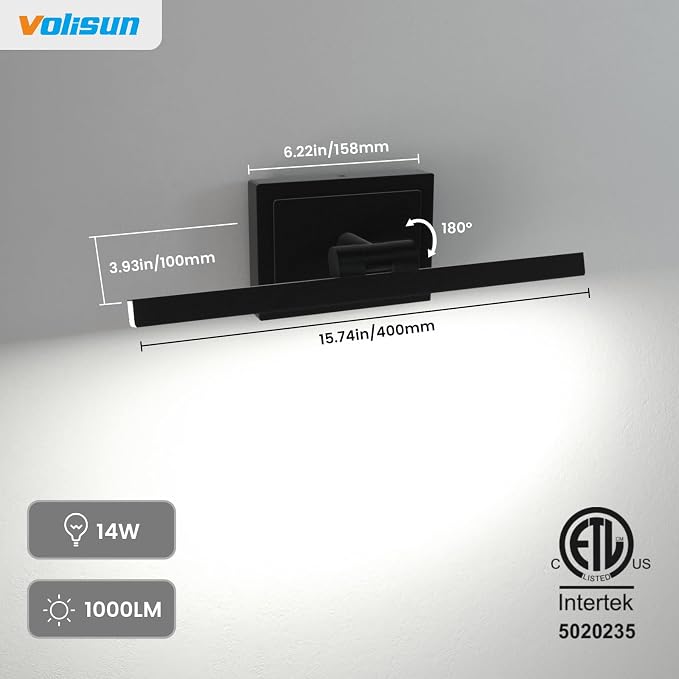 VOLISUN Modern Bathroom Vanity Light 15.7 inch, 12W Dimmable 5CCT Led Bathroom - Image 6