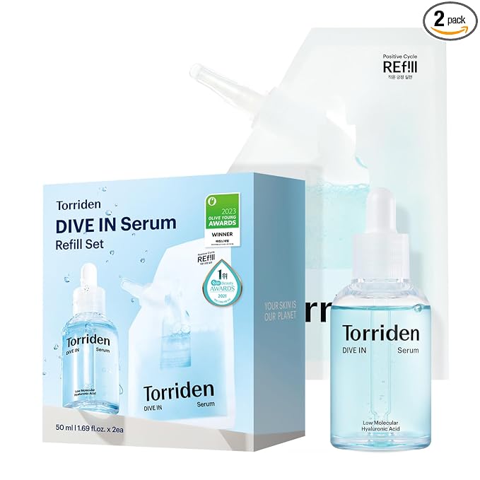 Torriden DIVE IN Serum 1.69 fl oz + refill pouch 1.69 fl oz | Deep Hydration to by Torriden