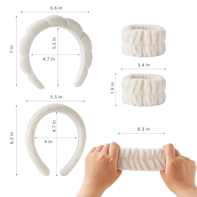 2Pcs Spa Headband for Washing Face & 1 Pair Wristband Set - Image 5