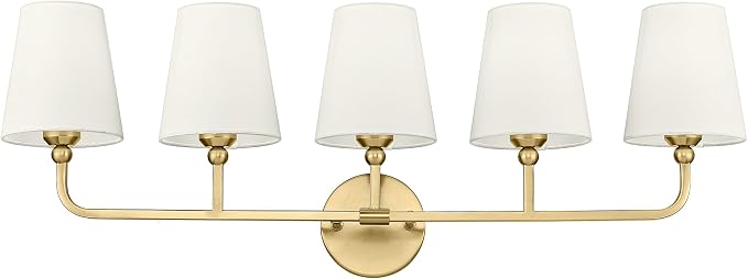 5-Light Bathroom Light Fixtures, Brushed Gold Vanity Lights by Metwet