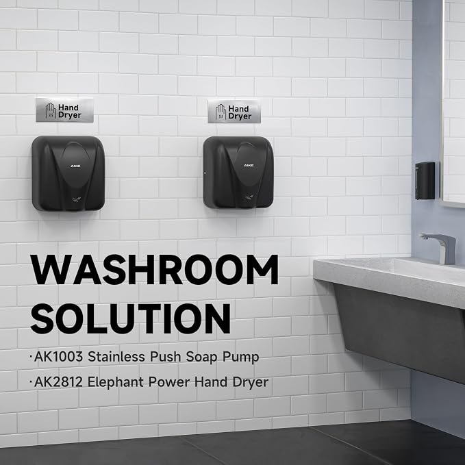 AIKE Elephant Power Commercial Hand Dryer High Speed Auto Warm Wind, Matte - Image 2