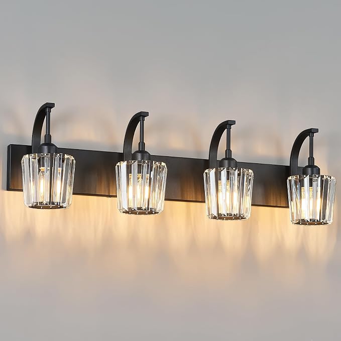 Modern Bathroom Vanity Light, 4-Light Black Wall Sconce - Image 8