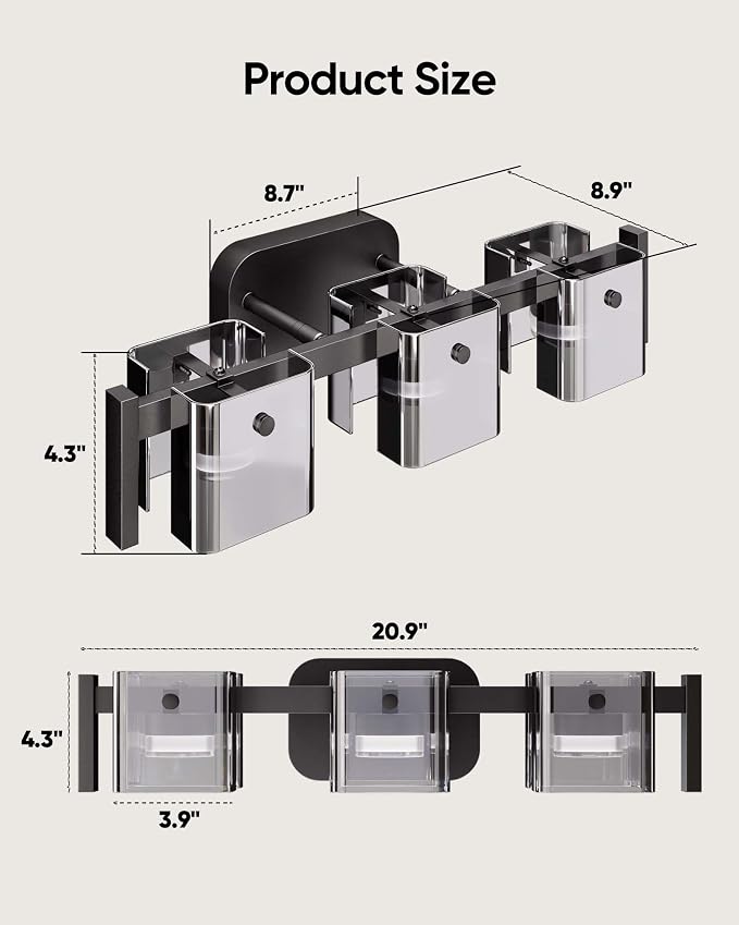 JACKYLED Bathroom Light Fixture, Modern 3-Light Vanity Lights - Image 8