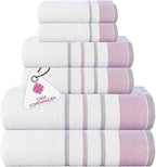 CASA COPENHAGEN White Bay 6Pcs 100% Egyptian Cotton Large Designer Towels Gift by CASACOPENHAGEN