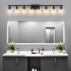 8 Light Bathroom Vanity Lights Over Mirror, 52inch Black Vanity Lights Fixtures - Image 5