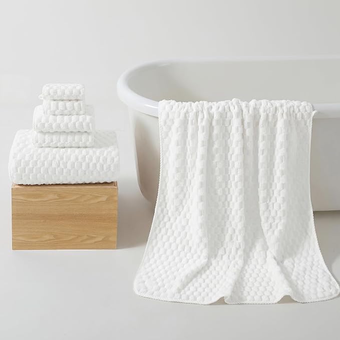 REDKISS White Microfiber Towels Set of 6-35x70 Inches Oversized Bath Sheets - Image 3