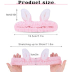 Cute pink Rabbit Ears Headband Frog Eye Elastic to Wash Face - Image 2