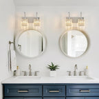 Crystal Vanity Lights 2-Light Chrome Wall Lamp Modern Crystal Bathroom Light - Image 6