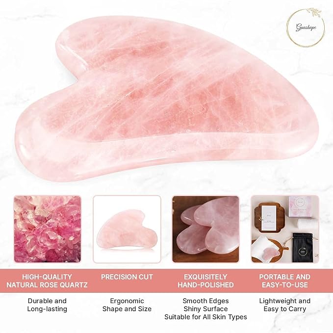 Natrual Rose Quartz Gua Sha Facial Tools | Guasha Tool - Image 2