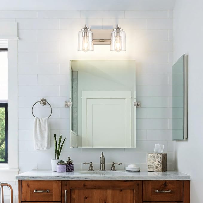 SOLFART Brushed Nickel Vanity Light 2 Light Bathroom Vanity Light Bathroom - Image 9
