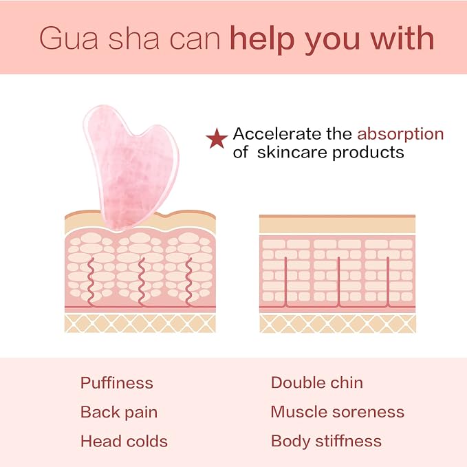 Gua Sha Facial Tools, Rose Quartz Guasha Tool - Image 5