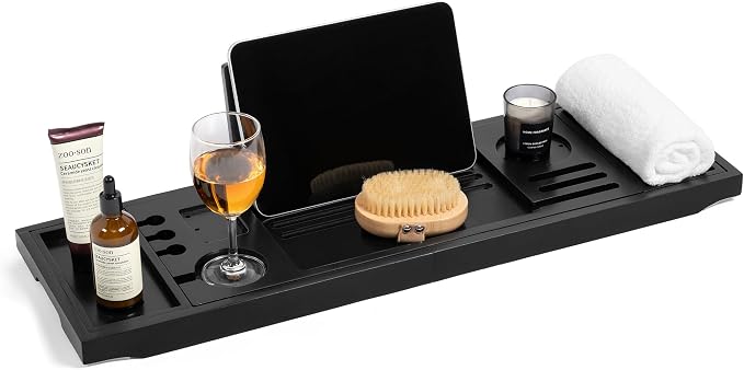 Teak Bathtub Tray | Adjustable Width Tray by Unknown