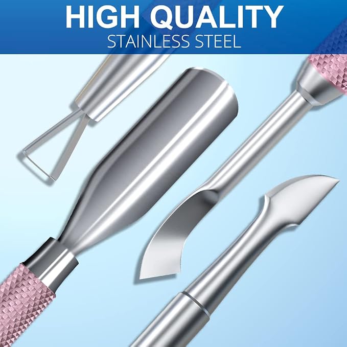 2PCS Metal Lilac Cuticle Pusher and Cutter Remover Salon Quality Stainless - Image 6