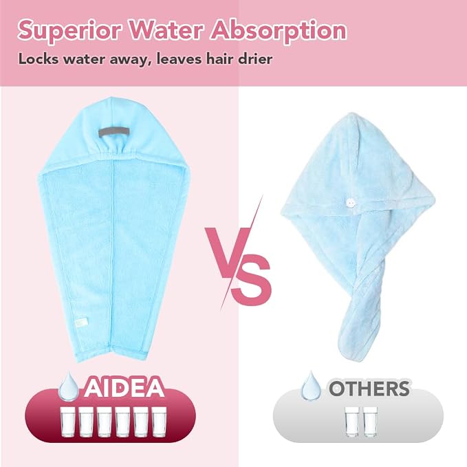 AIDEA Microfiber Hair Towel, Open Wide-End Hair Towels, Super Absorbent Hair - Image 5