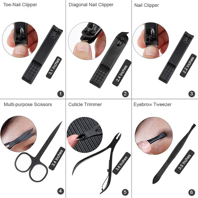 ZIZZON Manicure Set 18 in 1 Professional Pedicure Set Nail scissors Grooming Kit - Image 4